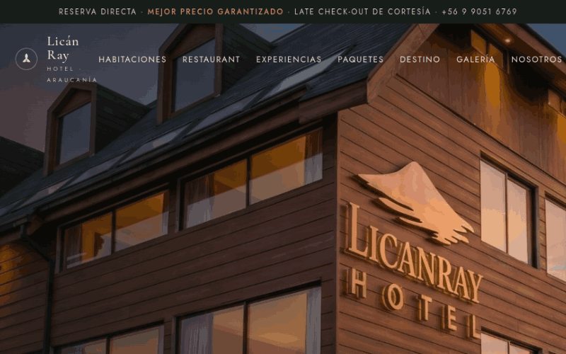Página del Hotel Licán Ray