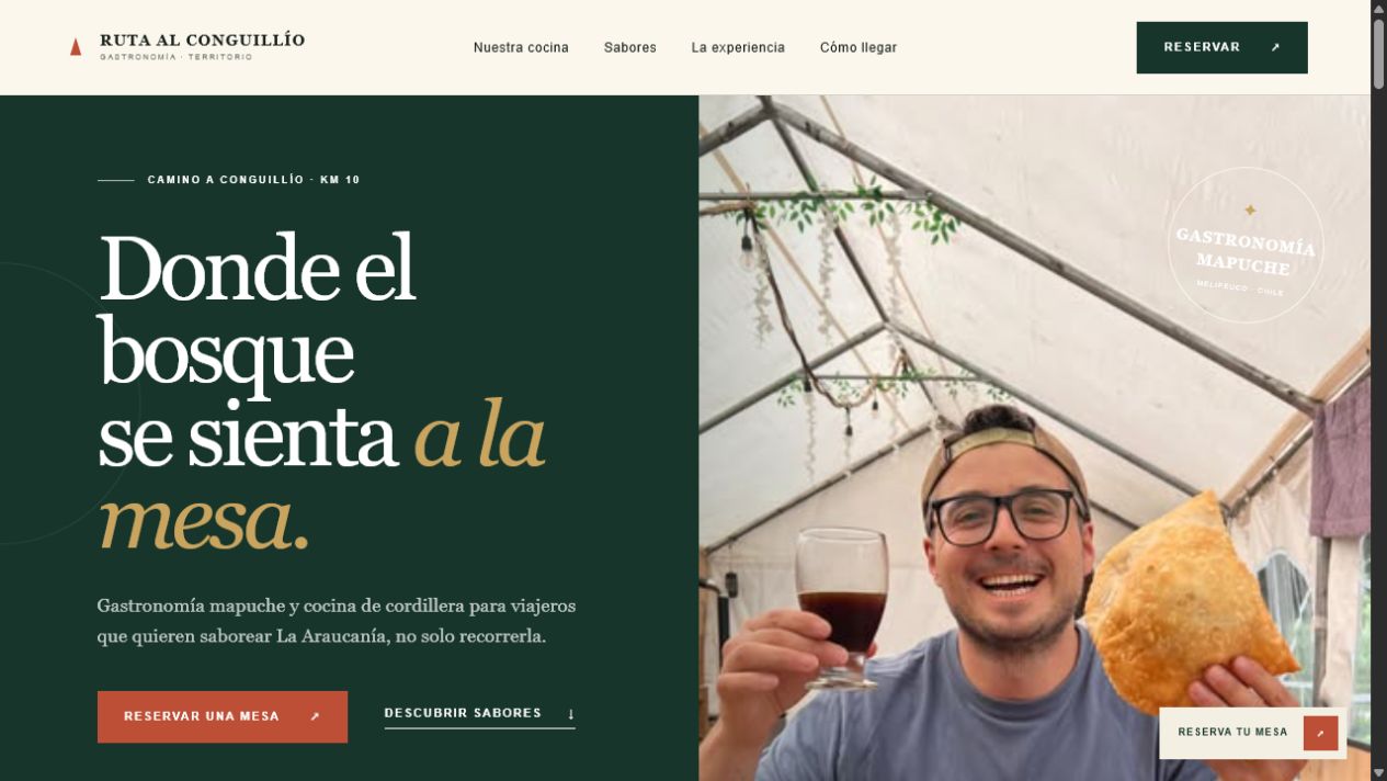 Página de Ruta al Conguillío