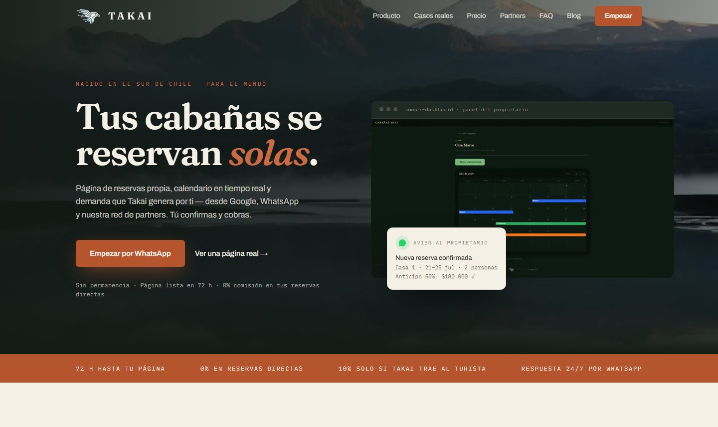 Ejemplo de una página web hecha por Takai vista en el computador